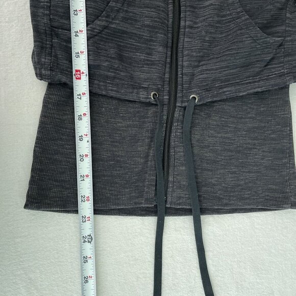 Athleta Tiger Terry Zip-Up Hoodie Heathered Gray Cinch Waist Sweatshirt Women XS - Picture 10 of 13